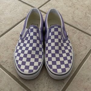 Vans, Purple and White Checkered, Slip On
